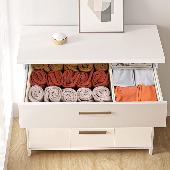 Criusia Drawer Organizer Clothes, 24 Pack Dresser Organizer Bins for Nursery Bedroom, Closet Organization and Storage Dividers for Clothing, Baby Clothes, Underwears, Socks (Beige) - Image 6