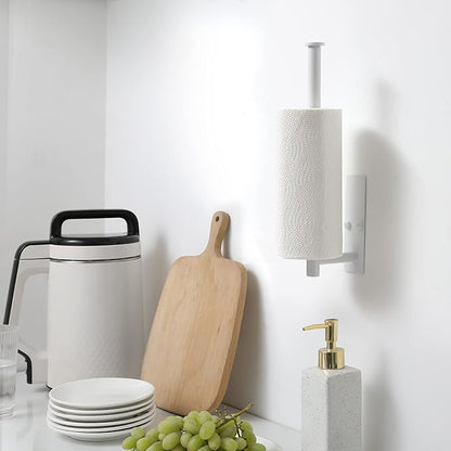 theaoo White Paper Towel Holder - Under Cabinet Paper Towel Holder for Kitchen, Adhesive Paper Towel Roll Rack for Bathroom Towel, Wall Mounted Matte Black Paper Towel Rack, SUS304 Stainless Steel - Image 3