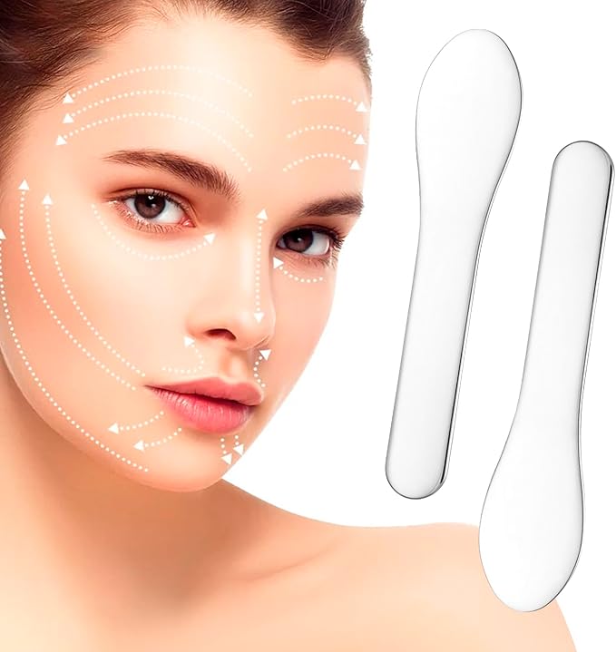 Pndeyo 3pcs Mini Stainless Steel Makeup Spatula, Reusable Cosmetic Cream Spatulas Spoon, Skincare Scoop Applicator Facial Massage Beauty Tools for Mixing and Sampling Face Eye Cream- Silver