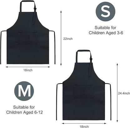 SINLAND Kids Apron with Pocket 2 Pack Children Chef Apron for Cooking Baking Painting