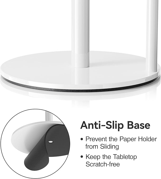 Paper Towel Holder Countertop, Stainless Steel, White, for Kitchen, Pantry, RV - Image 4