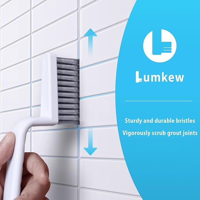 Lumkew Grout Cleaner Brush V Shape, Stiff Grout Cleaning Brushes for Tile Floor, Handheld Grout Scrub Brush Set for Shower, Bathroom, Kitchen, Household Use,2 pcs - Image 5