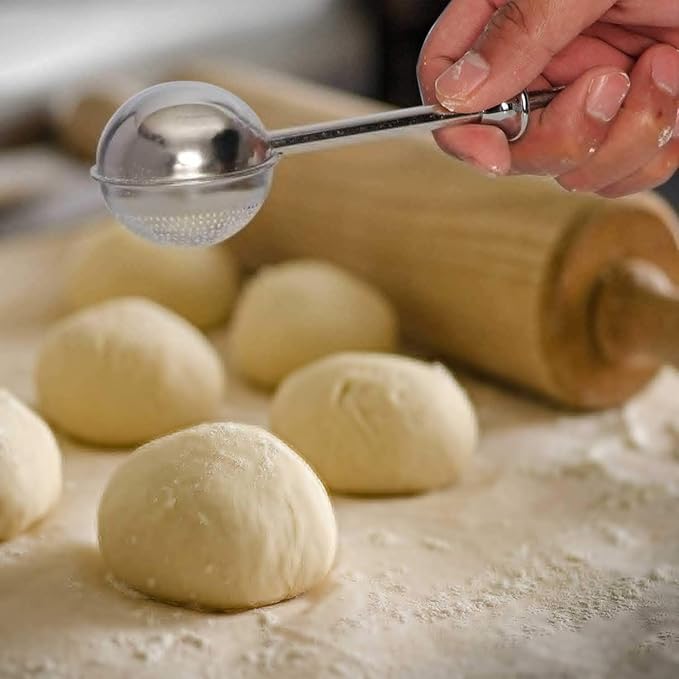 HULISEN Flour Duster for Baking, One-Handed Operation, 304 Stainless Steel Powdered Sugar Shaker Duster, Pick Up and Dust Flour Sifter, Gift Package - Image 3