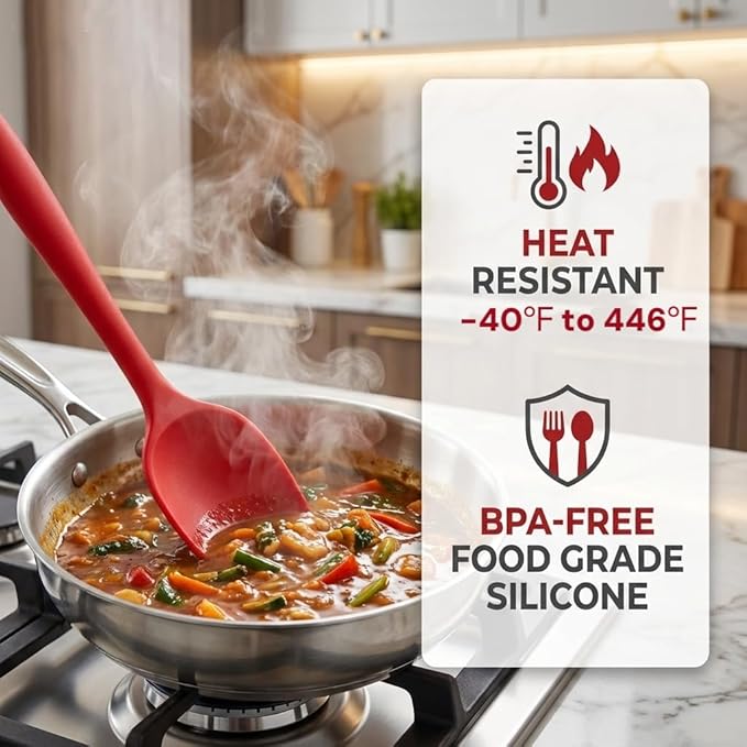 5 Pieces Silicone Spatula Set BPA Free Non Stick Rubber Spatula Heat Resistant Set Ideal for Baking Cooking Mixing Dishwasher Safe Kitchen Tools Multicolor - Image 2