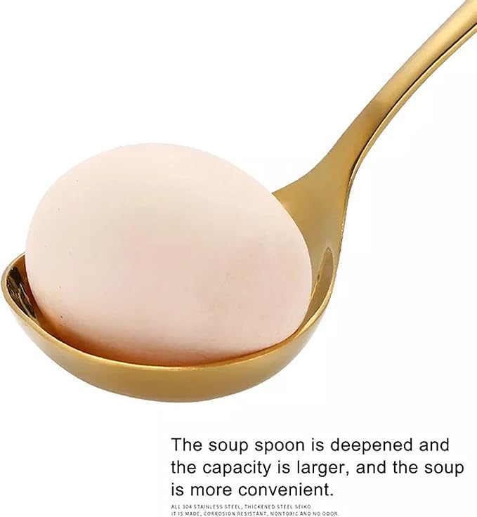 Comicfs 4 Pack Small Soup Ladles, Sauce ladles, SUS 304 Stainless Steel Small Serving Ladle, Gravy Soup Spoon Ladles 8-Inch (Gold) - Image 3
