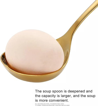 Comicfs 4 Pack Small Soup Ladles, Sauce ladles, SUS 304 Stainless Steel Small Serving Ladle, Gravy Soup Spoon Ladles 8-Inch (Gold) - Image 3