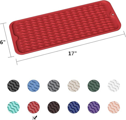 ZLR Silicone Sponge Holder & Sink Caddy Tray (6" x 17") - Narrow Dish Drying Mat for Kitchen Counter - Waterproof Soap Dispenser Organizer, Non-Slip Bathroom Vanity Tray (Lava Red) - Image 6