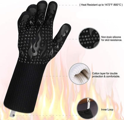 Comsmart BBQ Gloves, 1472 Degree F Heat Resistant Grilling Gloves Silicone Non-Slip Oven Gloves Long Kitchen Gloves for Barbecue, Cooking, Baking, Cutting - Image 4