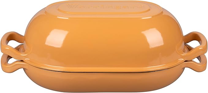 VORRINGARD Enameled Cast Iron Sourdough Bread Oven, Dutch Oven, Loaf Cast Iron Bread Pan for Homemade Bread Baking, Meatloaf Pan with Lid, 5QT, Yellow - Image 7