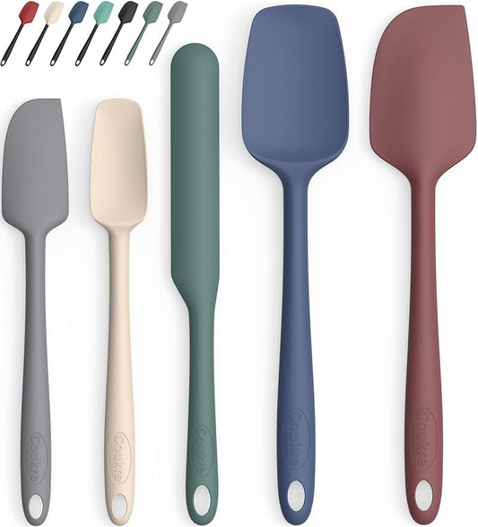 Coukre Silicone Spatula Set of 5,High Temperature Resistant, Food Grade Silicone, Dishwasher Safe, for Baking, Cooking (Pure Colorful A) by Coukre