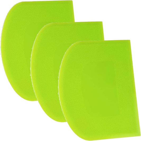 SURDOCA Dough Scraper Bench Scraper - 3P 11.8x7.3" Plastic Flexible Bowl Scraper, Sharp Edge & Angles Cake Scraper. Non-Slip Bakeware Decorating Tools Sculpting & Modeling Tools - Pure Green by SURDOCA