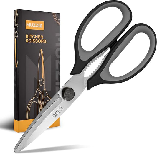 Kitchen Scissors All Purpose, Heavy Duty Stainless Steel Come Apart Kitchen Shears for Food, Herbs, Meat, Fish with Soft Comfort Grip Handle - 8.3-Inch Black
