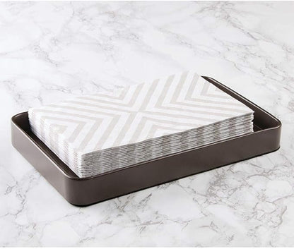 mDesign Modern Decorative Metal Guest Hand Towel Tray Holder Organizer for Disposable Paper Napkins, Jewelry, Makeup - Bathroom Vanity Sink Counter Organization - Unity Collection - Matte Brown
