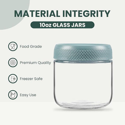 NETANY 6-pack 10oz Glass jars with Airtight Lids, Overnight Oats Containers with Lids, Wide mouth Mason Salad jars, Glass Food Storage Containers for Snacks Yogurt Spice Sugar - Image 2