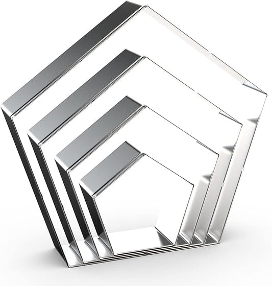 Pentagon Cookie Cutter Set Large - 5 Inch, 4 Inch, 3 Inch, 2 Inch - Geometric Polygon Frame Plaque Cookie Cutters Shapes Molds - Stainless Steel