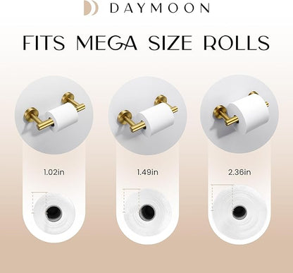 Day Moon™ - Toilet Paper Holder - Modern Roll Holder for Bathroom - 1 Pack - Wall Mount - Classic, Gold - Image 6