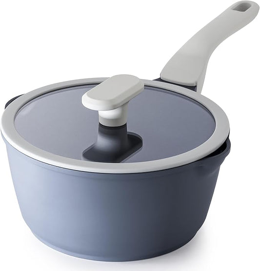PRICUSIS Nonstick Saucepan with Lid, 2.7 Quart Ceramic Sauce Pan, Non Toxic Sauce Pot with Pour Spouts for Multipurpose Use, PTFE, PFOA & PFAS Free, Induction Compatible. by PRICUSIS