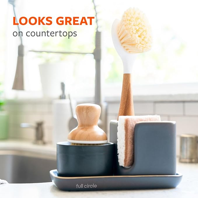 Full Circle Be Good - Bamboo Handle Dish Brush – Sustainable Kitchen Cleaning with Tough Bristles - Natural Dish Scrubber, Nonstick & Cast Iron Cleaner - Long Handle Brush for Dishes, Pots, and Pans - Image 5