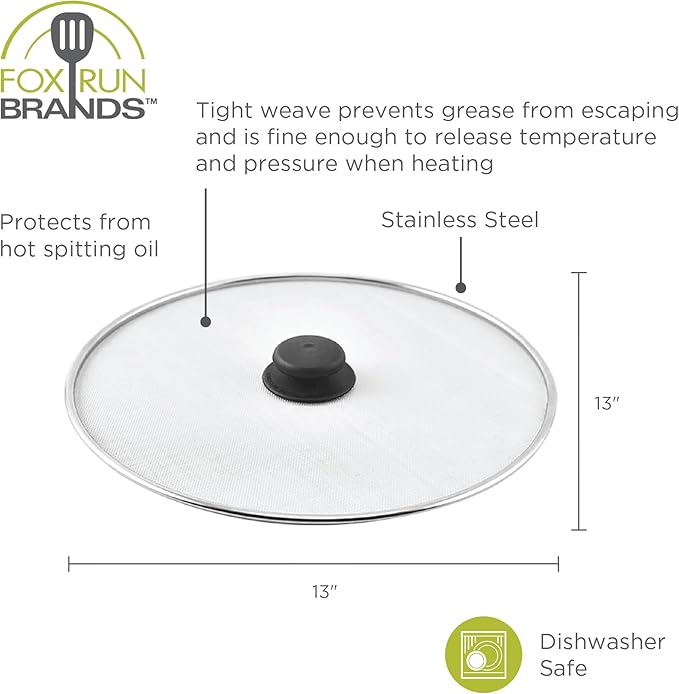 Fox Run Splater Shield, Stainless Steel Mesh Splatter Screen For Frying Pans, 13 Inches - Image 7