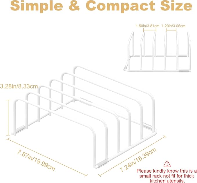Fikoksol Cutting Board Organizer and Baking Sheet Rack, [2-Pack] White Heavy Duty Metal Cookie Sheet Organizer for Cutting Board Storage & Plate Holder for Cabinet, Tray Dividers for Cabinets - Image 3