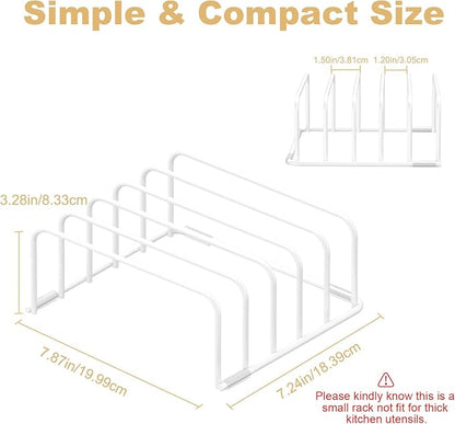 Fikoksol Cutting Board Organizer and Baking Sheet Rack, [1-Pack] White Heavy Duty Metal Cookie Sheet Organizer for Cutting Board Storage & Plate Holder for Cabinet, Tray Dividers for Cabinets - Image 3