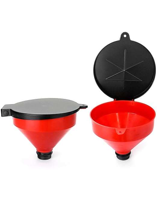 QWORK 4 Quart Lockable Drum Funnel with Removable Screen Filter, 2" BSP Adaptor Safety Plastic Oil Funnel Screen Filter Spill-Free for 55 gal Steel or Poly Drums - Image 3