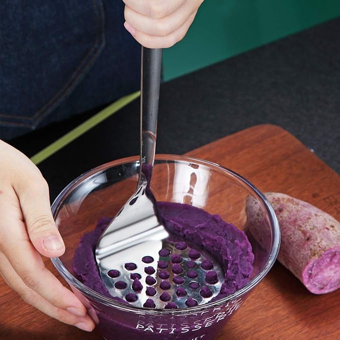 Stainless Steel Potato Masher, Berglander Heavy Duty Metal Potato Ricer, Food Masher Utensil Hand Masher, Vegetables Fruits Versatile Masher, Heat Resistant, Dishwasher Safe, Easy to Clean - Image 7