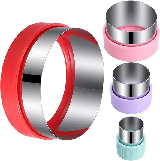 4 Pcs Round Cookie Cutter Set, Stainless Steel Circle Biscuit Cutters, 4 Sizes Pastry Dough Cutters for Baking, Cookie Shaper for Donut English Muffin Sandwich