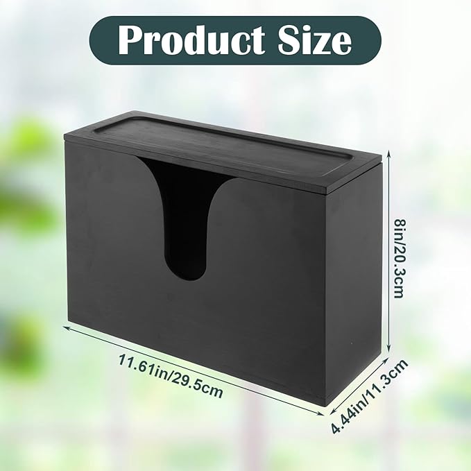 Paper Towel Dispenser Countertop, Wooden Bathroom Paper Towel Holder with Lid for Home Kitchen, Wall Mount Wood Napkin Holder, Trifold Paper Hand Towels Dispenser for Toilet Office Restroom