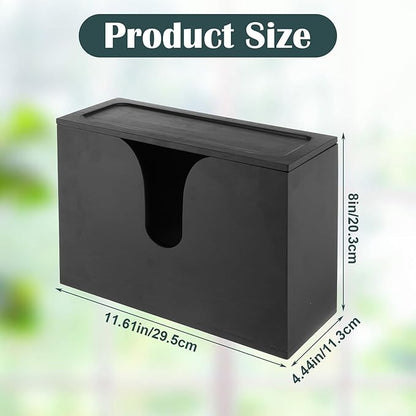 Paper Towel Dispenser Countertop, Wooden Bathroom Paper Towel Holder with Lid for Home Kitchen, Wall Mount Wood Napkin Holder, Trifold Paper Hand Towels Dispenser for Toilet Office Restroom