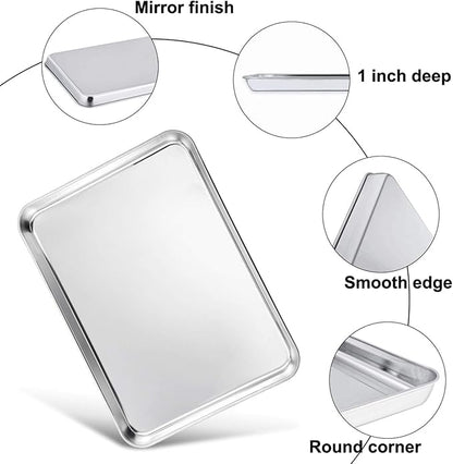 TeamFar Baking Sheet with Rack Set (2 Pans + 2 Racks), Stainless Steel Baking Pan Cookie Sheet for baking, Non Toxic & Healthy, Easy Clean & Dishwasher Safe - 4 Pack