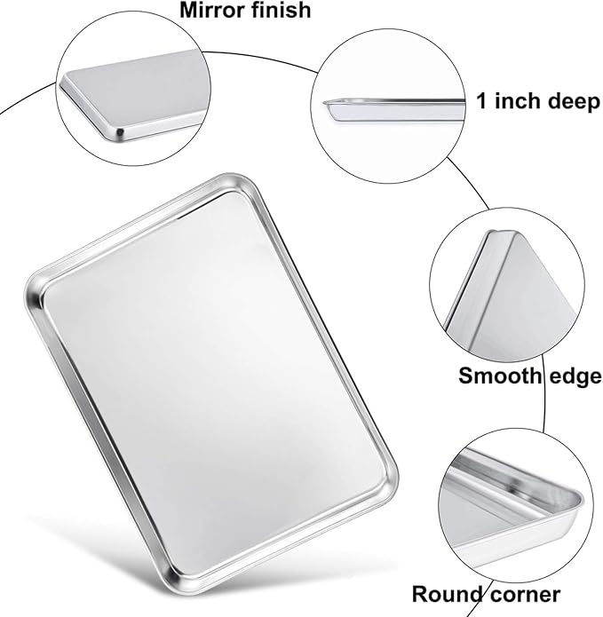 TeamFar Baking Sheet, 17.6’’ x 13’’ x 1’’ Stainless Steel Large Cookie Sheet Half Baking Pans, Non-toxic & Healthy, Easy Clean & Dishwasher Safe, Heavy Duty & Sturdy- Set of 2 - Image 3