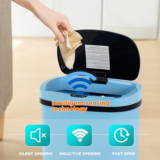 PayLessHere | 13 Gallon Plastic Trash Can | Blue | Automatic Touchless Lid with Motion Sensor | Kitchen Garbage Can with Waterproof Design | for Home, Office, Bathroom | Pack of 1 - Image 3