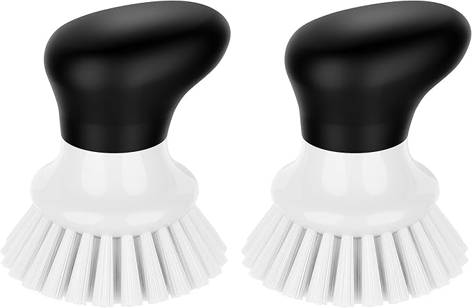 MR.SIGA Dish Scrub Brush, Palm Brush Dish Scrubber with Ergonomic Grip, Kitchen Brushes for Dishes, White, Pack of 2 by MRSIGA