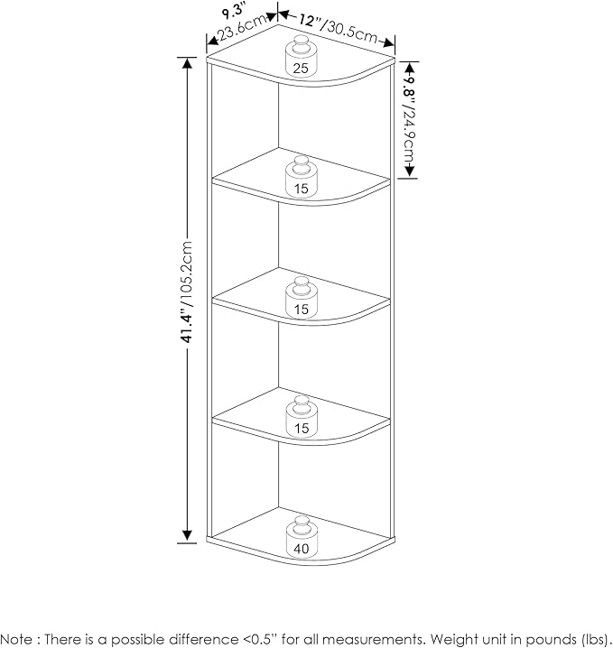 Furinno Pasir 4-Tier Corner Open Shelf Bookcase, White - Image 3