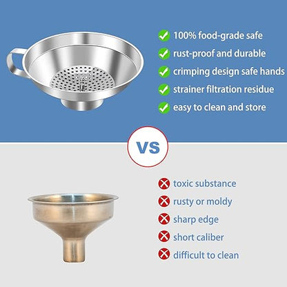 Stainless Steel Canning Funnel Set - Wide Mouth Funnel for Mason Jars, 2 Pack (Small and Large) - Image 5