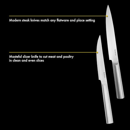 Babish High-Carbon 1.4116 German Steel 15 Piece Full Tang Forged Cutlery Kitchen Knife Block Set - Stainless Steel