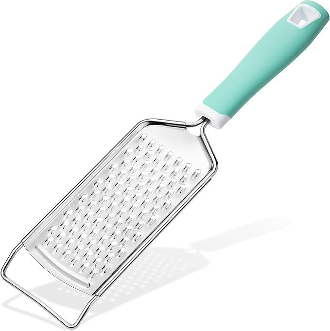 Rainspire Professional Cheese Graters for Kitchen Stainless Steel Handheld, Metal Lemon Zester Grater With Handle For Cheese, Chocolate, Spices, Kitchen Gadgets And Tools, Soft Grip Handle, Mint Green by Rainspire