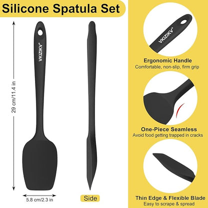 4 Pcs Silicone Spoon Spatula Set, 11.4 In, Food Grade Rubber Spatulas for Cooking, Baking, Mixing, 600°F Heat Resistant, Nonstick and Flexible Kitchen Utensils, Seamless Spoonula (Multicolor)