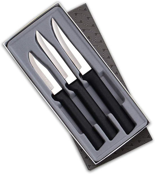 Rada Cutlery Paring Knife Galore Gift Set (G201), 3-Piece Knife Set, Stainless Steel Blades, Black Handle by RadaCutlery