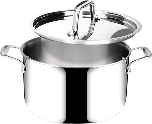 Duxtop 6.5 Quart Stainless Steel Stock Pot with Lid, 3-Ply Cooking Pot for Soup, Rice, Stew, Oven and Dishwasher Safe, Compatible with Induction, Ceramic, Halogen, Gas Stove