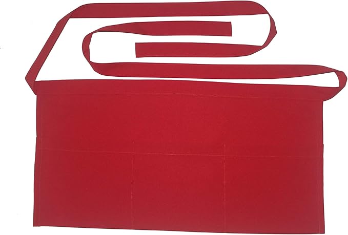 Resist water 3 big Pockets Waist Server Apron Kitchen Restaurant Unisex Half Aprons by SEW+UR+LIFE