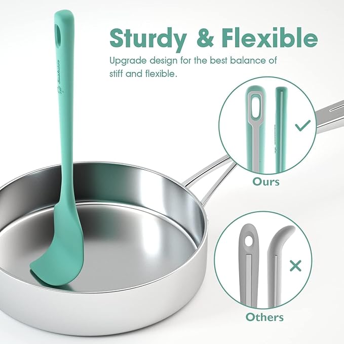 ChefAide 4 Pieces Silicone Spatula Set, Food Grade Rubber Spatula, Upgrade Strong Handle with Ergonomic Grip, Heat Resistant for Nonstick Cookware, Cooking - Image 3