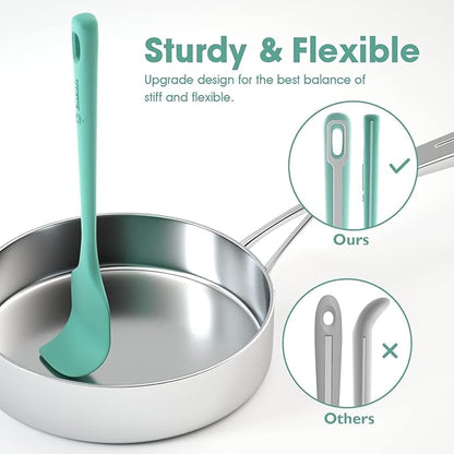 ChefAide 4 Pieces Silicone Spatula Set, Food Grade Rubber Spatula, Upgrade Strong Handle with Ergonomic Grip, Heat Resistant for Nonstick Cookware, Cooking - Image 3