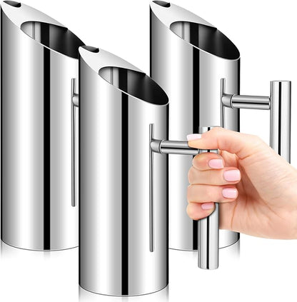 Funnymoom 3 Pack 35oz/1l Stainless Steel Water Pitcher Modern Metal Pitcher with Ice Guard Silver Carafe Drink with Handle or Iced Hot Drink Tea Juice Coffee Beer by Funnymoom