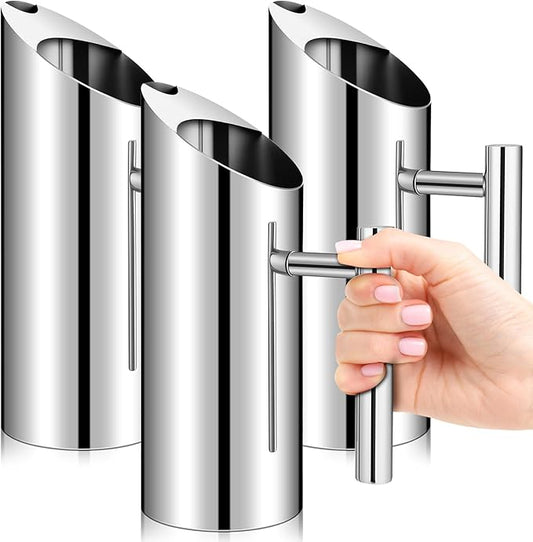 Funnymoom 3 Pack 35oz/1l Stainless Steel Water Pitcher Modern Metal Pitcher with Ice Guard Silver Carafe Drink with Handle or Iced Hot Drink Tea Juice Coffee Beer by Funnymoom
