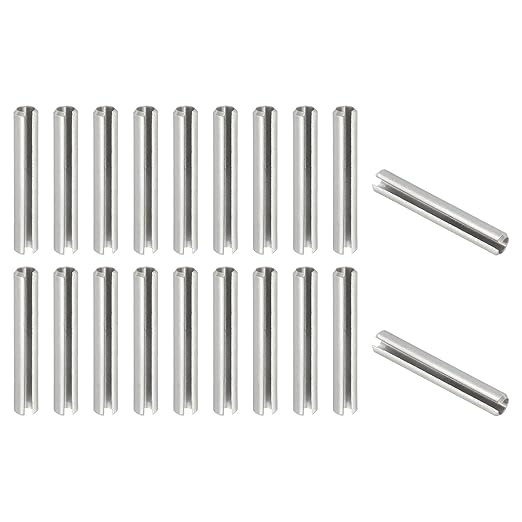 PATIKIL Slotted Spring Pin, 20 Pcs 1/4" x 1-9/16" (6.35mm x 40mm) 304 Stainless Steel Split Roll Pins Spring Dowel for Home Improvement Automotive Machine Repair, Silver