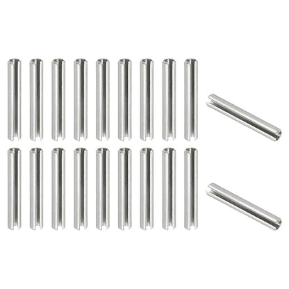 PATIKIL Slotted Spring Pin, 20 Pcs 1/4" x 1-9/16" (6.35mm x 40mm) 304 Stainless Steel Split Roll Pins Spring Dowel for Home Improvement Automotive Machine Repair, Silver