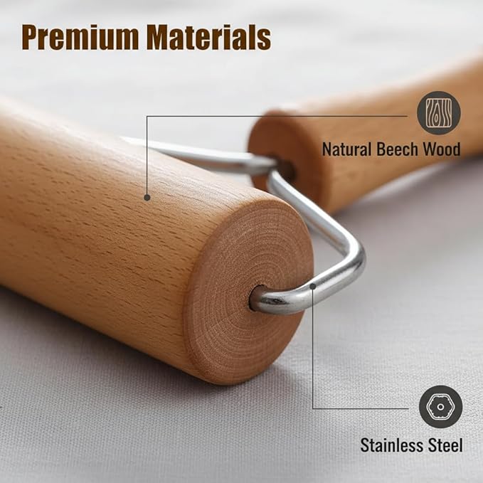 Small Rolling Pin, Pizza Dough Roller, Non Stick Wood Pastry Roller, Kitchen Wooden Rolling Pins for Baking Cooking Cookie Bread Tortilla Dumpling Fondant Clay (Style 2) - Image 5