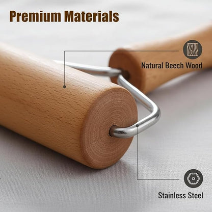 Small Rolling Pin, Pizza Dough Roller, Non Stick Wood Pastry Roller, Kitchen Wooden Rolling Pins for Baking Cooking Cookie Bread Tortilla Dumpling Fondant Clay (Style 2) - Image 5